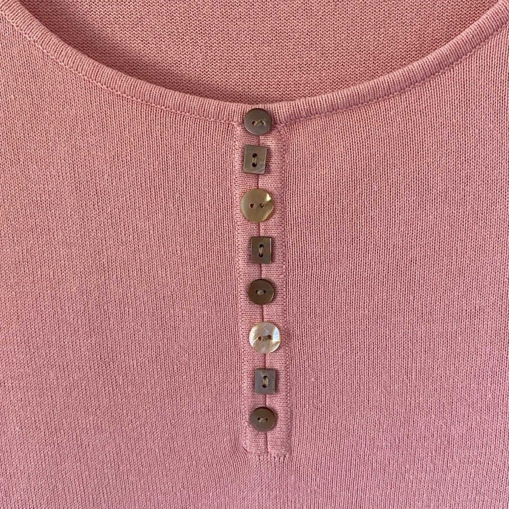 J. Jill women’s pink scoop neck long sleeve size M button details eclectic artsy - Picture 4 of 5